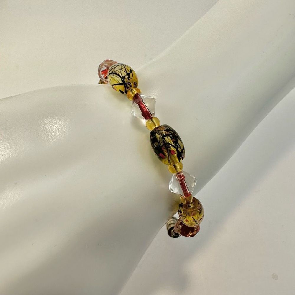 Clear and yellow beaded bracelet